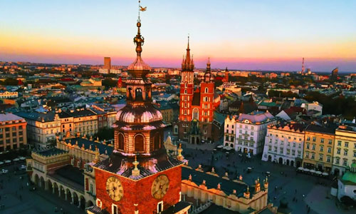 Historic streets and squares of Krakow