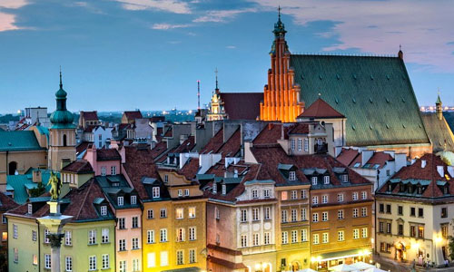 Warsaw historical old town view